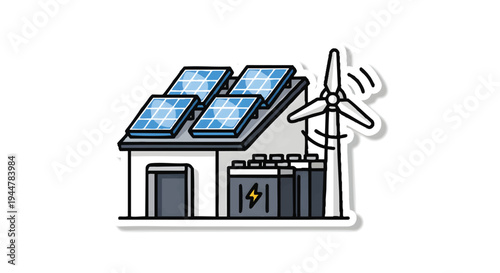 Renewable energy system with solar panels and wind turbine