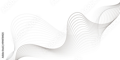 Abstract Flowing Wave Lines Background With Minimal Black And White Curves For Modern Design.