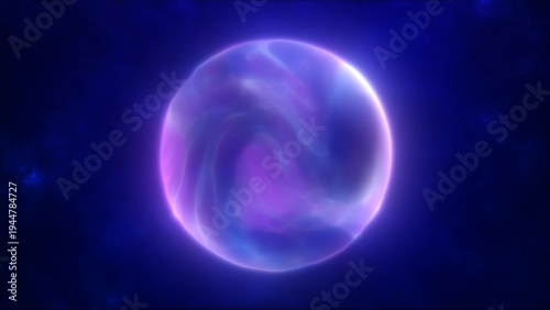 Vászonkép A glowing ethereal purple sphere with a soft flowing core floating against a dar