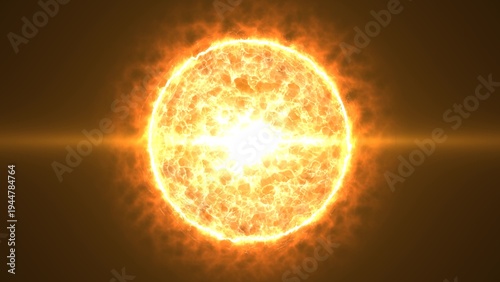 Foto Beautiful round bright sphere glowing orange fiery star burning with magical energy plasma on a black space background
