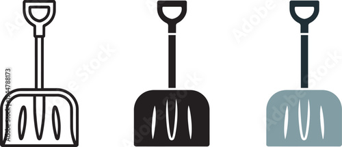 Snow Shovel Icon Vector Illustration Set