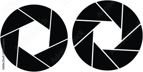 Minimalist Camera Aperture Icon Set Vector

