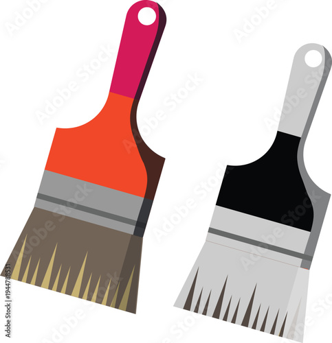 Vibrant Paint Brushes with Textured Bristles Vector

