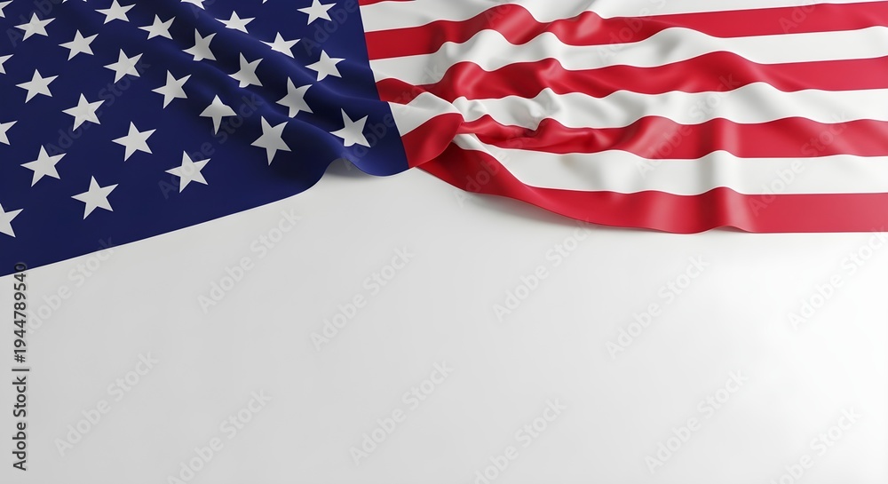 Obraz premium American flag waving on white background