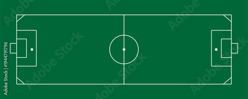 Football field. Football field lines style. Black field and stadium outline scheme on white background.