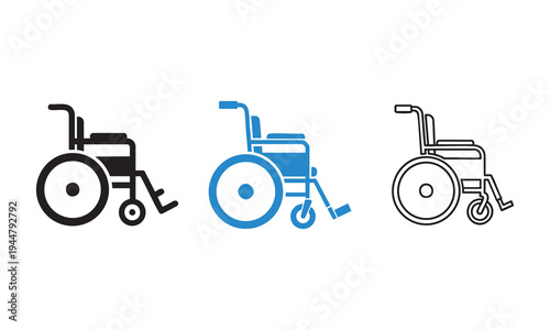 Set of 3 wheelchair icons vector