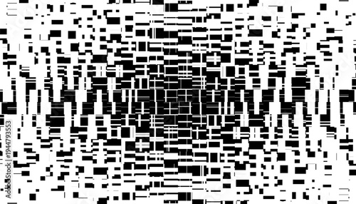 Abstract Glitch Grid Pattern Black and White Geometric Digital Vector Background. Easily resized and recoloured at your discretion. Vector Format Illustration. EPS10 