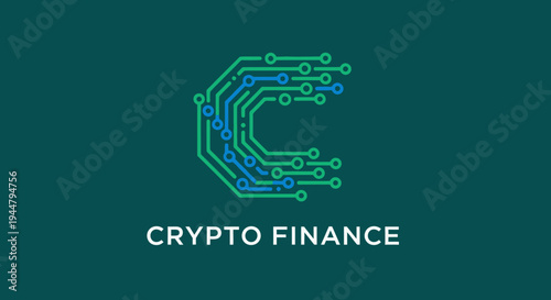 Crypto Finance Circuit Board Logo Design.