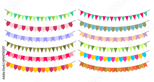 Set of colorful bunting flag vector clip art