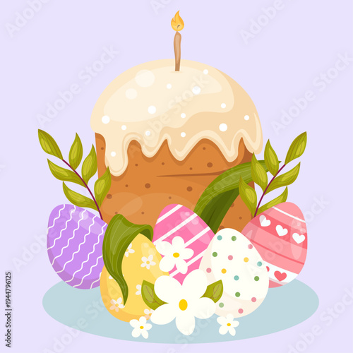 Easter cake with easter eggs