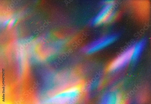 Canvastavla Colorful holographic light leak texture with retro film grain and rainbow haze