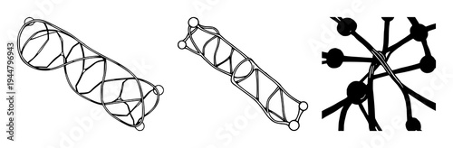 Carbon nanotube set with fine line art geometric structure featuring nanotechnology, science, clean lines with white background and simplicity