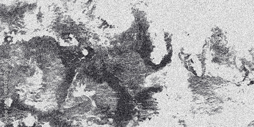 Abstract monochrome textured background with organic shapes and granular noise effect creating a distressed and artistic visual element for design projects