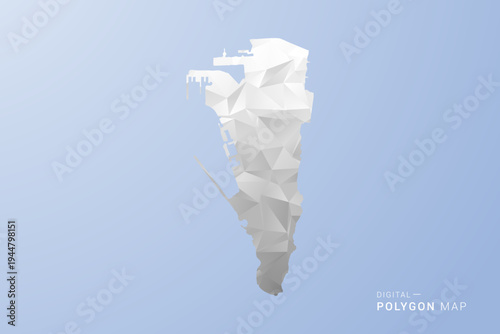 Gibraltar Map - polygon style vector illustration in gray, white and blue tone, low-poly geometric design, minimal silhouette, suitable for infographic and modern design.