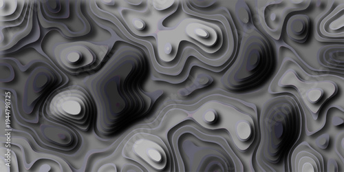 Topographic abstract background with layered contour lines and subtle shadows creating a sense of depth and organic topographical map simulation