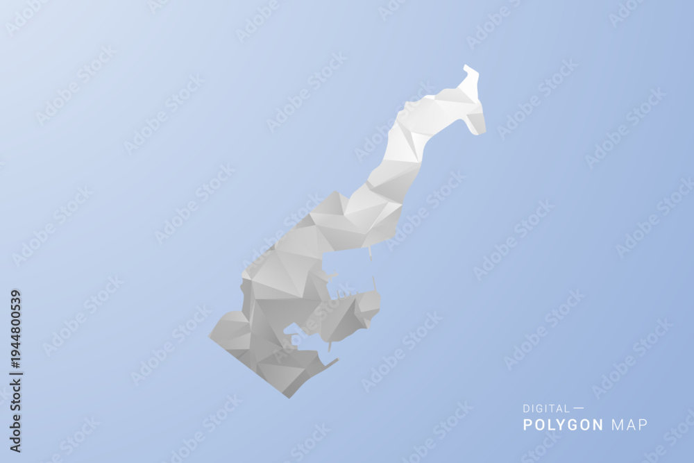 Fototapeta premium Monaco Map - polygon style vector illustration in gray, white and blue tone, low-poly geometric design, minimal silhouette, suitable for infographic and modern design.