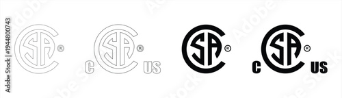 CSA icon in circular monogram design, standard and global product certification symbol, isolated vector illustration EPS 10