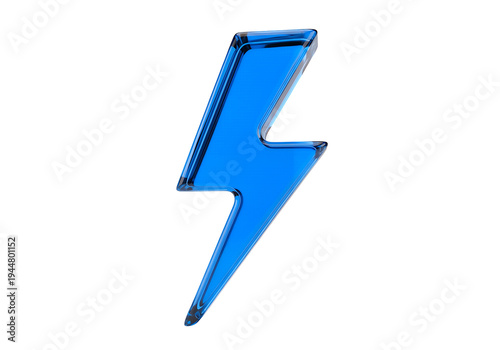 Blue glass lightning bolt isolated on a transparent background 1
