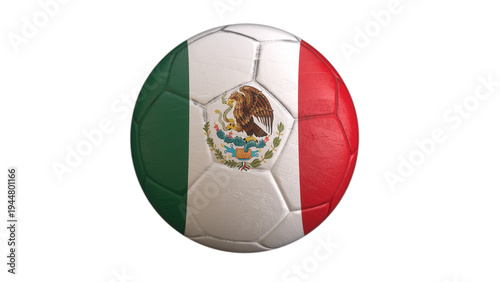 Canvas Print Mexico flag soccer ball isolated on light gray background, national football con