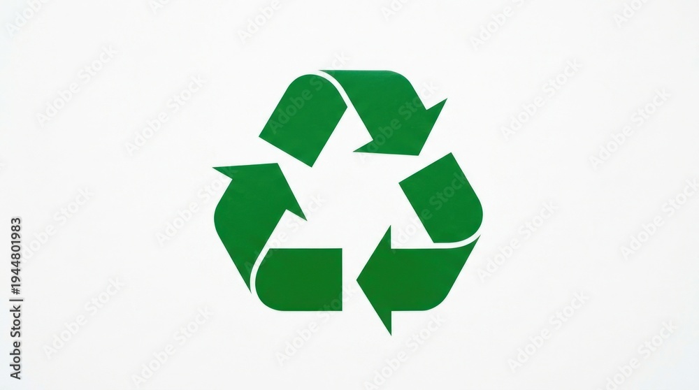 Obraz premium Green recycling symbol on white background.