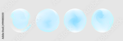 Set color circle gradient noise gradation. Abstract colorful watercolor blur mesh on isolated transparent background.