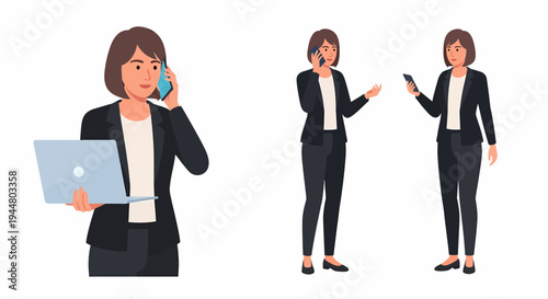 Professional businesswoman using technology for communication and work.