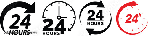 Open 24 Hours and 24/7 Service Icons Collection
