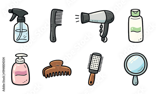 Haircare tools arranged on dark gradient background