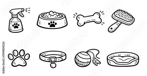 Pet care items arranged on dark gradient background