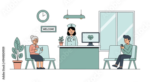 Reception Desk Office Scene.