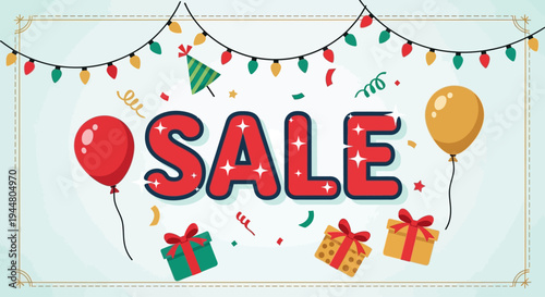 Big sale with festive decorations