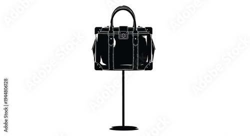 Vector illustration of a black handbag on a stand