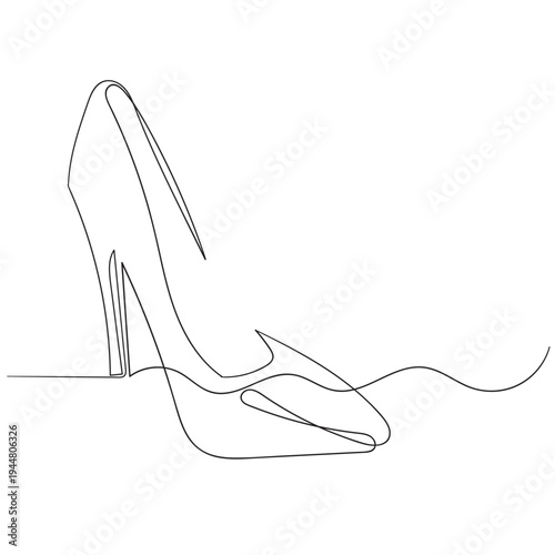 Continuous line drawing of high heel. One line of high heels. female elegant shoe concept continuous line art. Editable outline