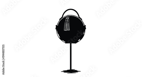Vector illustration of a black purse on a stand