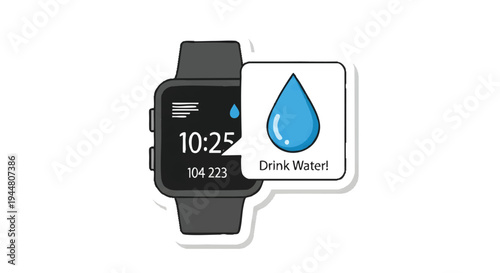 Smartwatch screen with drink water reminder notification