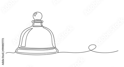 Vector illustration of a single line drawing cloche bell
