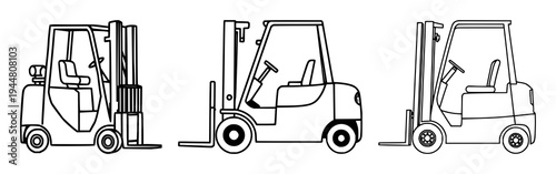 Forklift set with geometric vector icon with clean lines and high detail featuring forklift, geometry, warehouse with industry and illustration