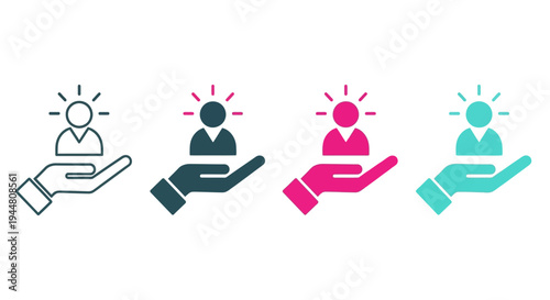 Vector illustration depicting human talent development, mentorship, and innovative thinking, representing support for employee growth and brilliant ideas