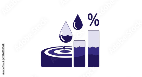 Waterdrop Collection App Icon Deep Blue Puddle Progress Symbol.