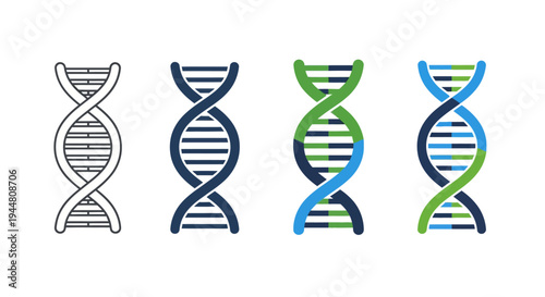 A captivating collection of stylized DNA double helix concepts, showcasing the intricate structure of genetics and molecular biology, perfect for scientific research and healthcare design projects