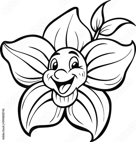 Smiling flower face cartoon character