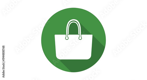Vector shopping bag icon on green background