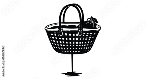 Vector shopping basket icon with handle