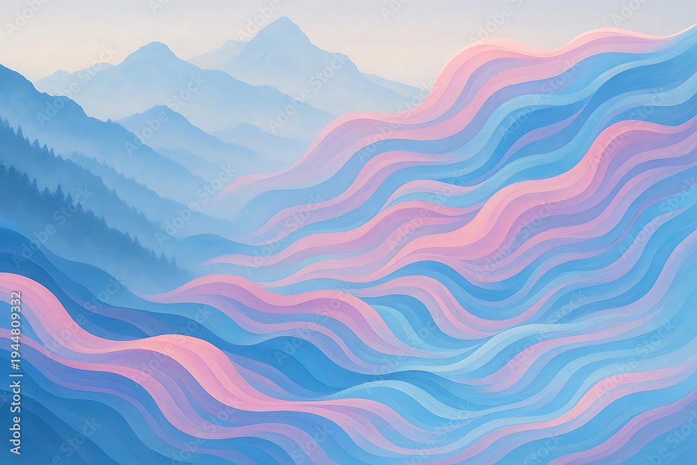 Fototapeta premium Abstract Wavy Mountain Landscape Digital Art