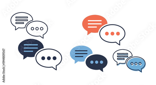 Speech Bubbles and Chat Icons Representing Communication and Conversation