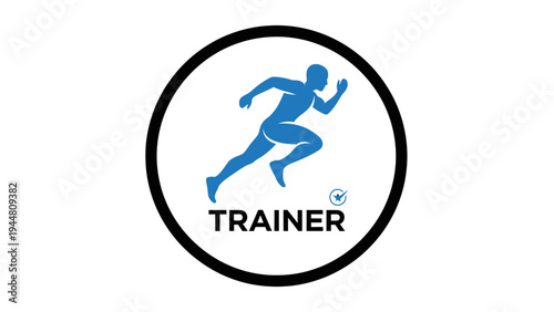 Personal Trainer Logo Fitness Running Silhouette.