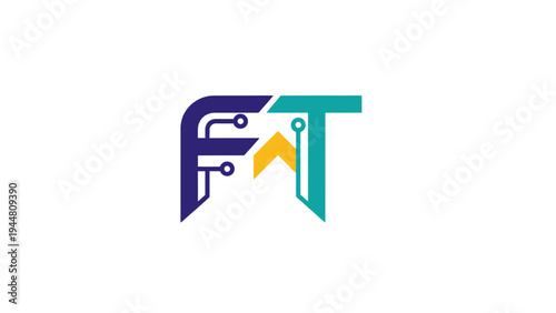 Letter logo design with colorful shapes.