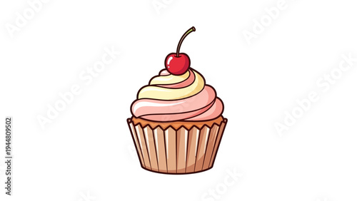 Colorful Cupcake with Cherry on Top.