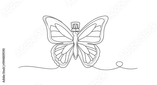 Vector butterfly icon, minimalist line art illustration