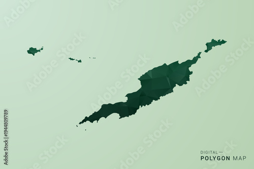Anguilla Map - Green Polygon Style Vector Illustration, Low Poly Geometric Design with Clean Silhouette on soft green Background.